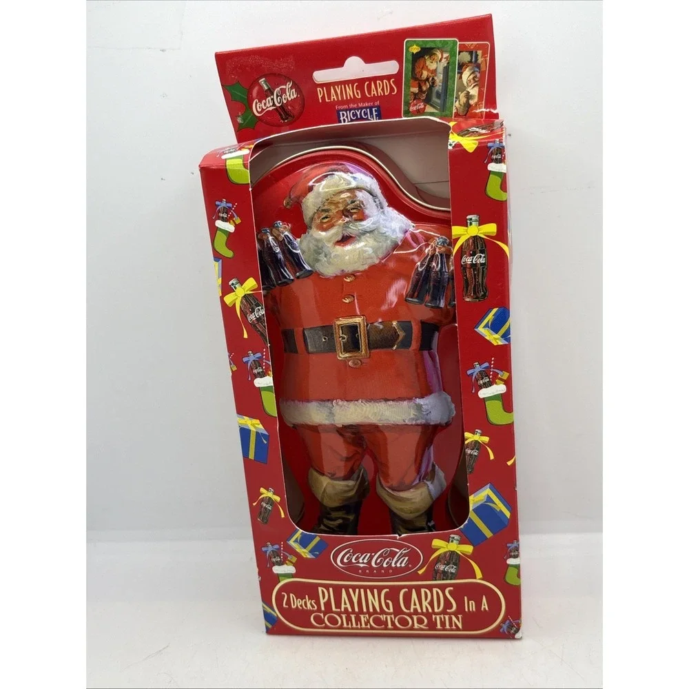 NEW COCA COLA SANTA CLAUS CHRISTMAS‎ PLAYING FACTORY SEALED CARDS 2 DECKS IN TIN